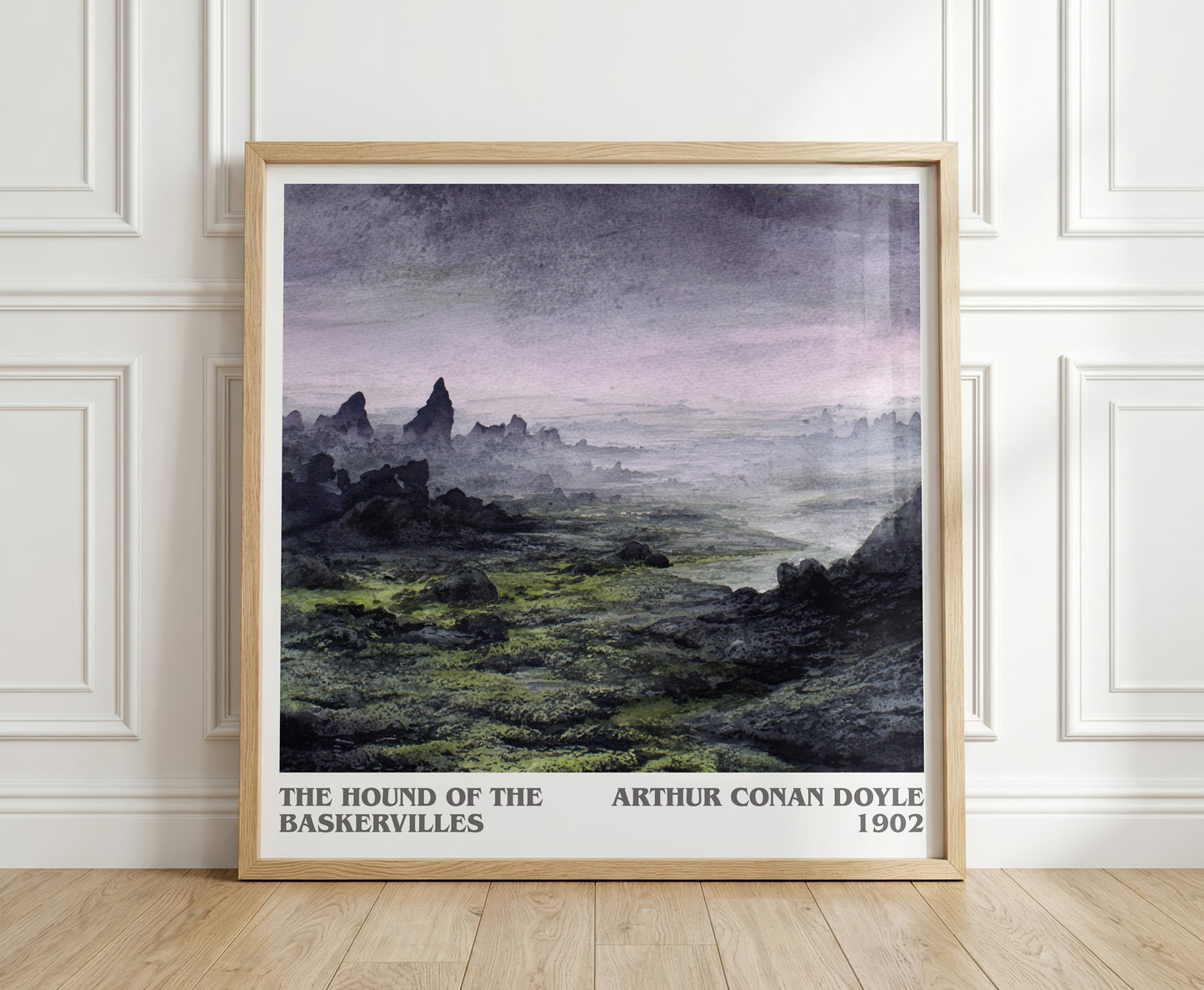 The Hound Of The Baskervilles literary print in frame leaning in hallway – mystery wall art