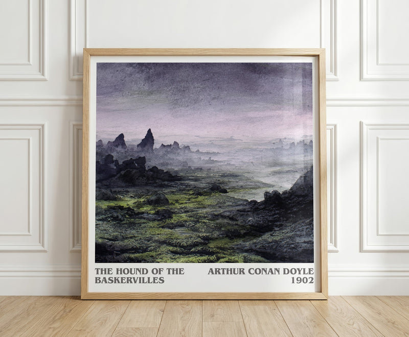 The Hound Of The Baskervilles literary print in frame leaning in hallway – mystery wall art