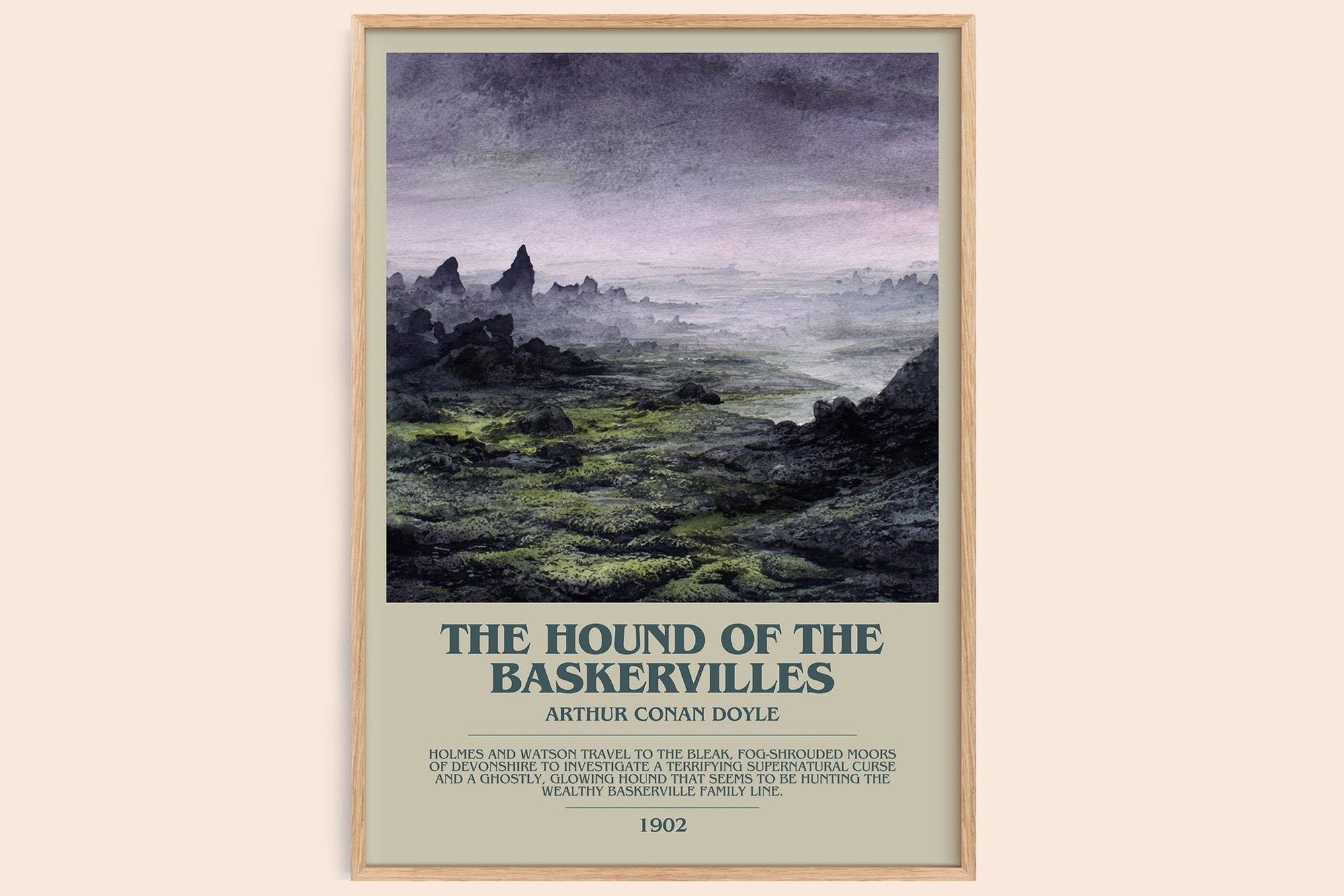 The Hound Of The Baskervilles bookish book poster by Arthur Conan Doyle – framed literary art print