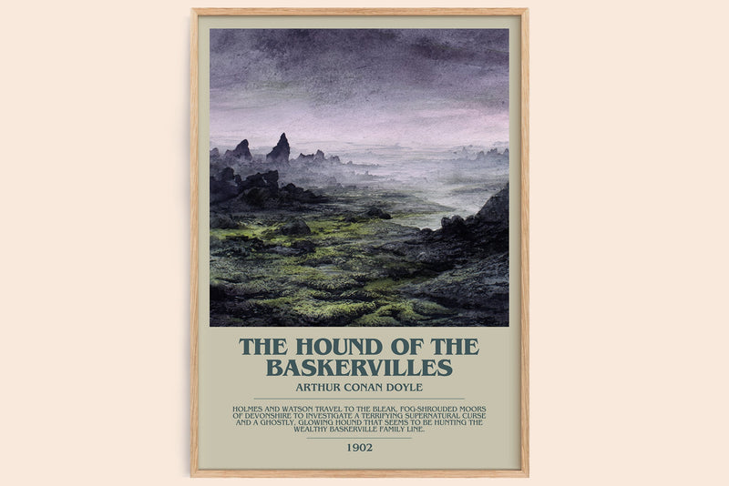 The Hound Of The Baskervilles bookish book poster by Arthur Conan Doyle – framed literary art print