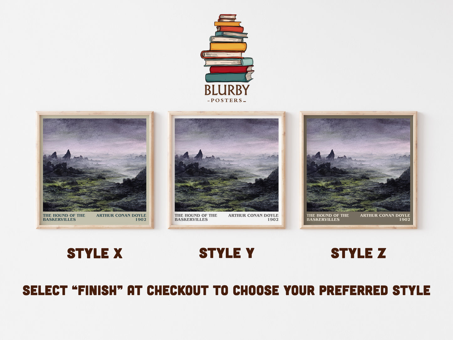 The Hound Of The Baskervilles literary art print colour and style options – Arthur Conan Doyle book art