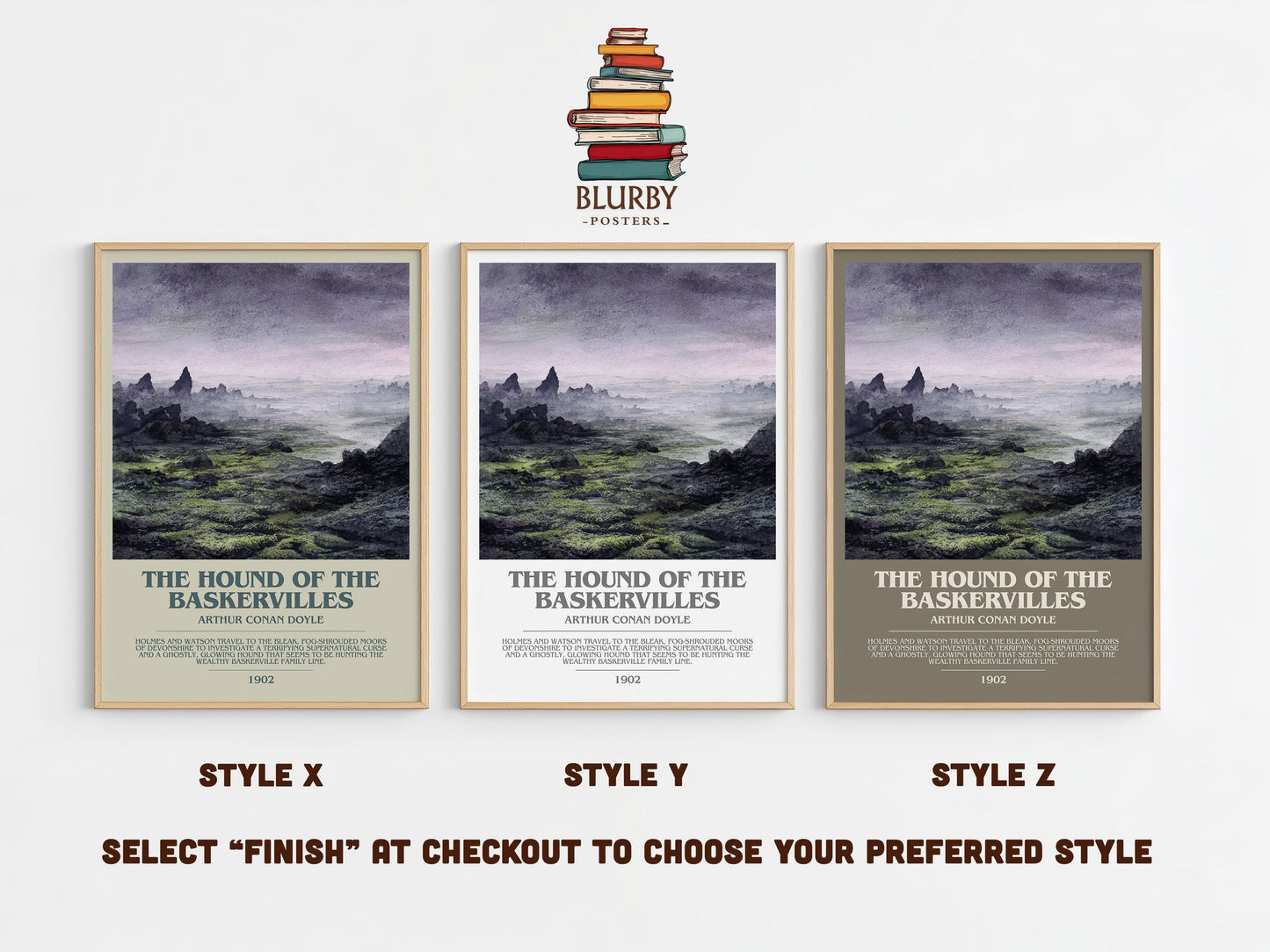 The Hound Of The Baskervilles bookish print in frame leaning in hallway – mystery wall art