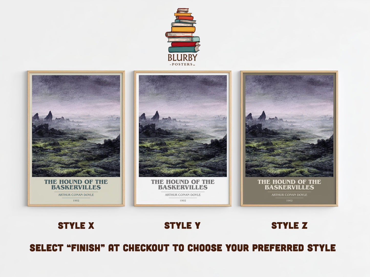 The Hound Of The Baskervilles book cover print in frame leaning in hallway – mystery wall art