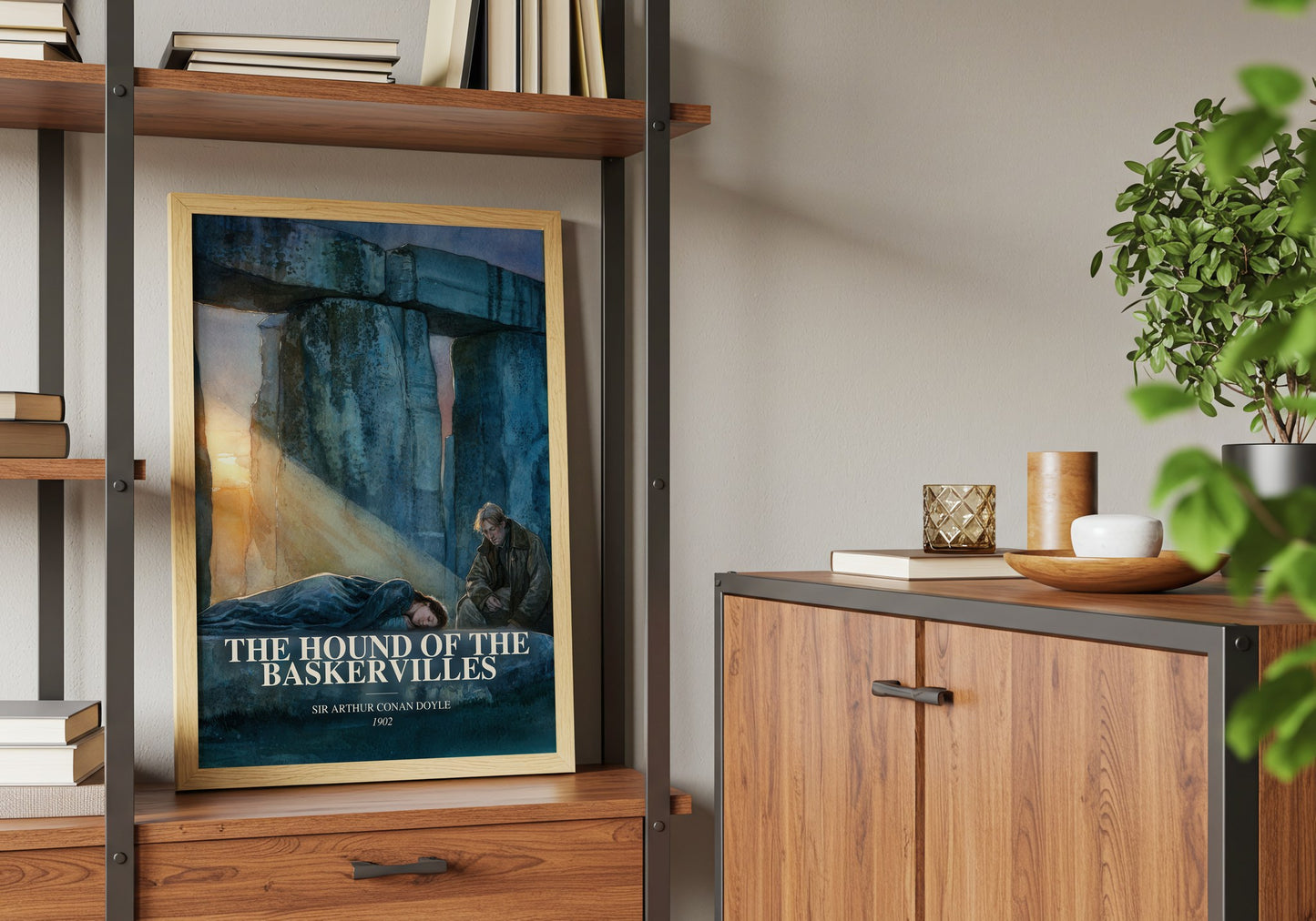 The Hound Of The Baskervilles book watercolour illustration paper finish options – matte satin gloss