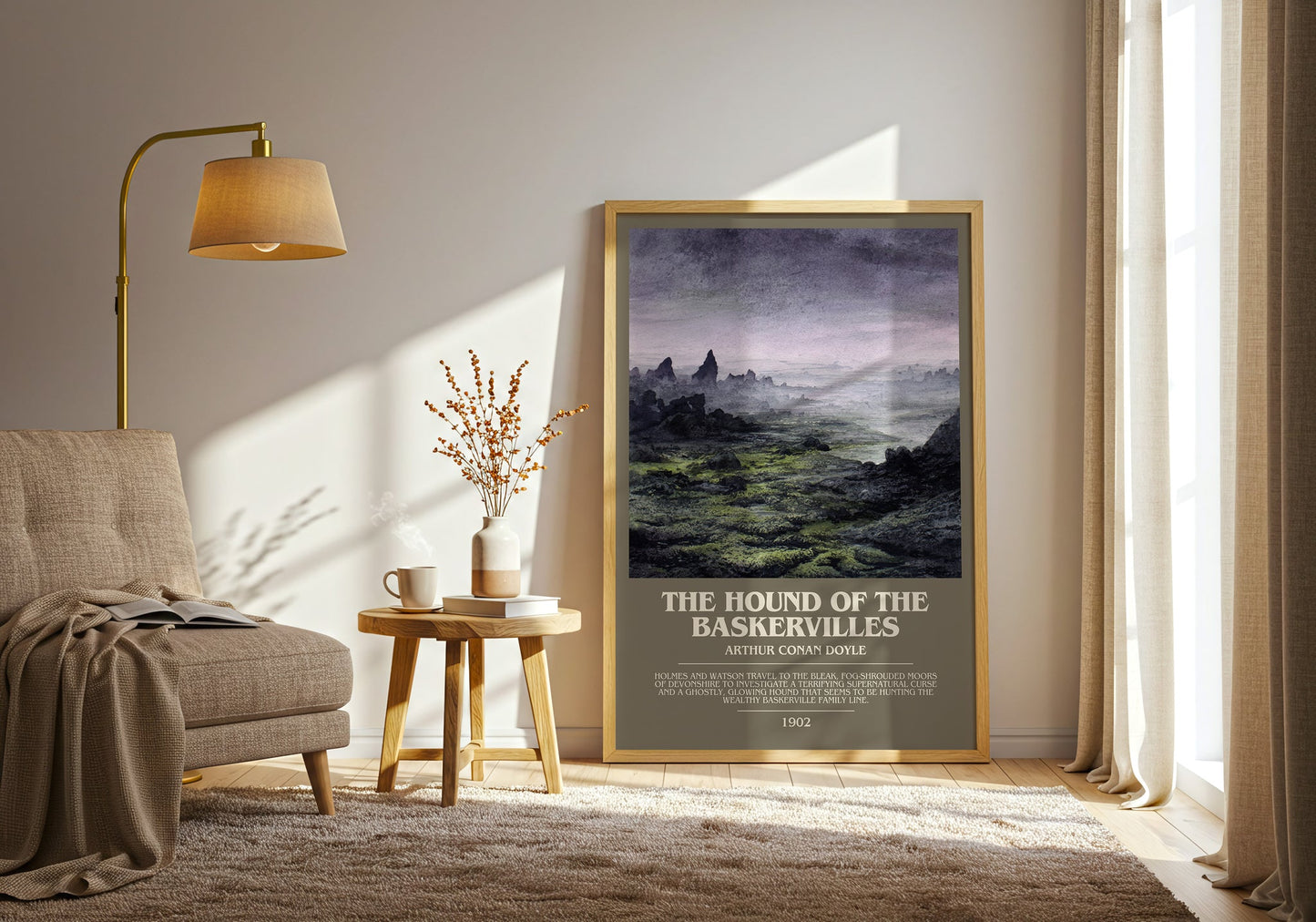 The Hound Of The Baskervilles bookish print framed by window – literary home decor