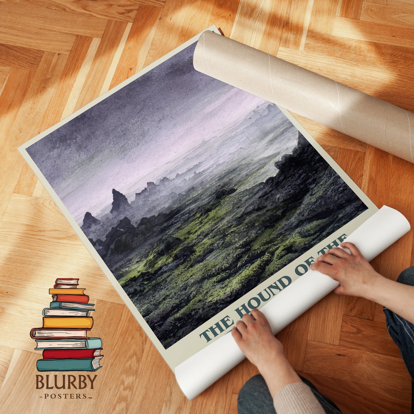 The Hound Of The Baskervilles book cover print on bookshelf – Arthur Conan Doyle fan gift