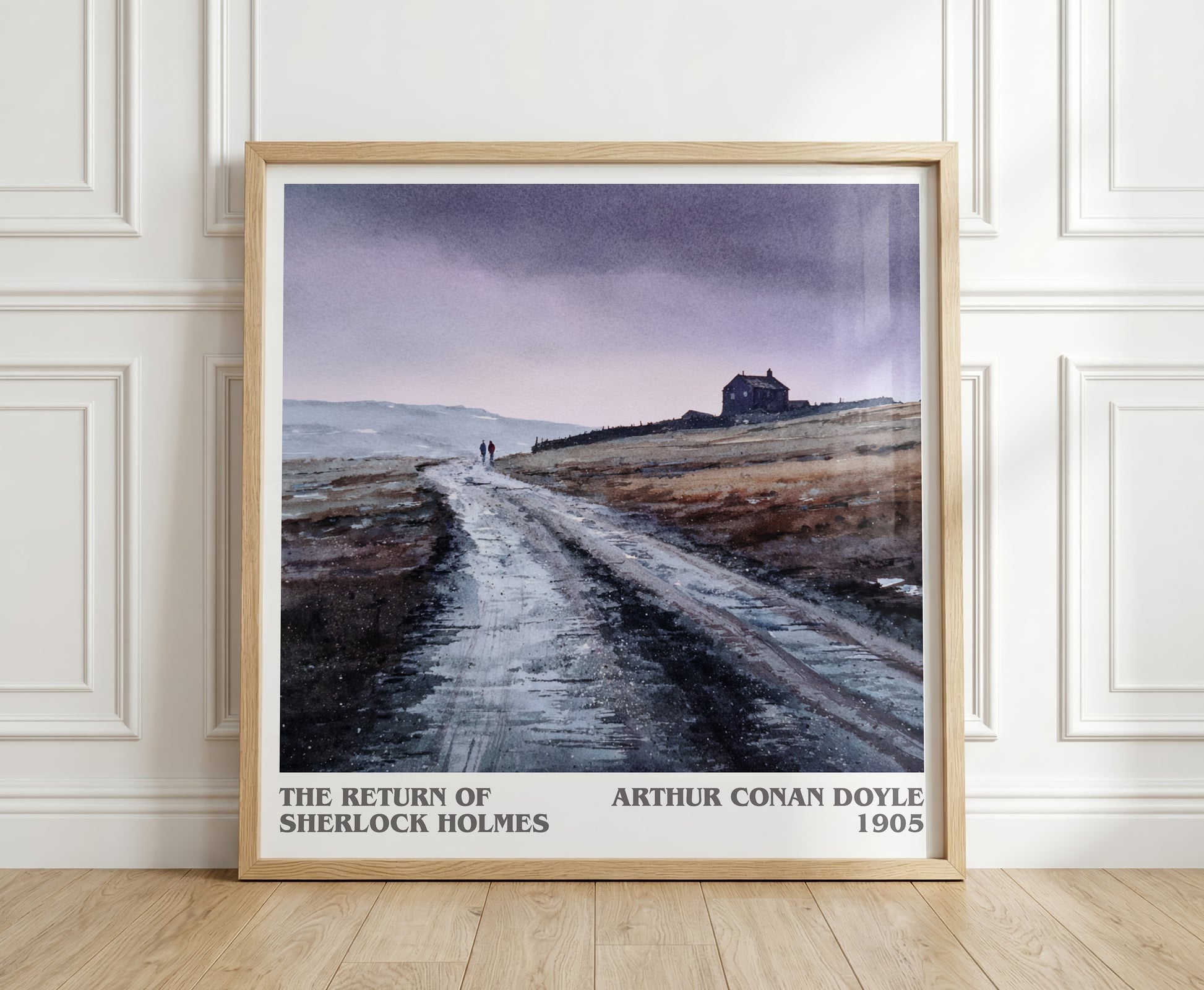 The Return Of Sherlock Holmes literary print in frame leaning in hallway – mystery wall art