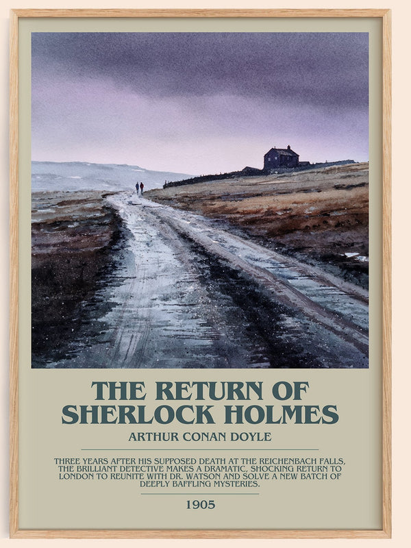 The Return Of Sherlock Holmes bookish book poster by Arthur Conan Doyle – framed literary art print