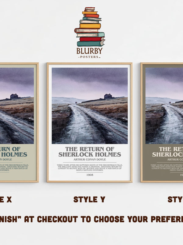 The Return Of Sherlock Holmes bookish print in frame leaning in hallway – mystery wall art