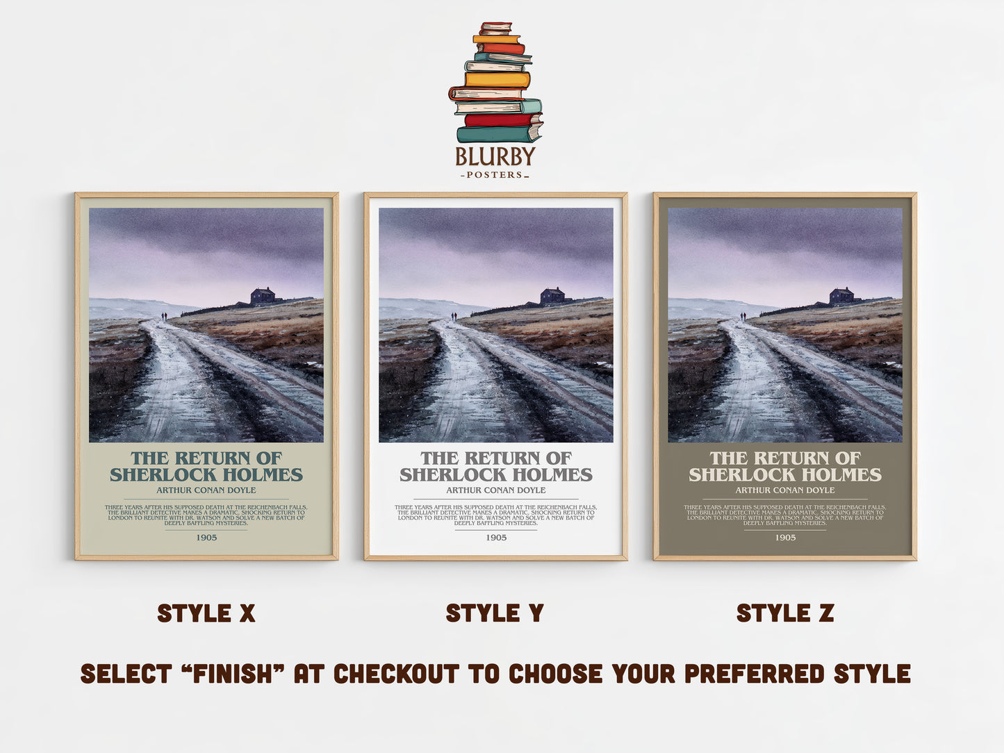 The Return Of Sherlock Holmes bookish print in frame leaning in hallway – mystery wall art