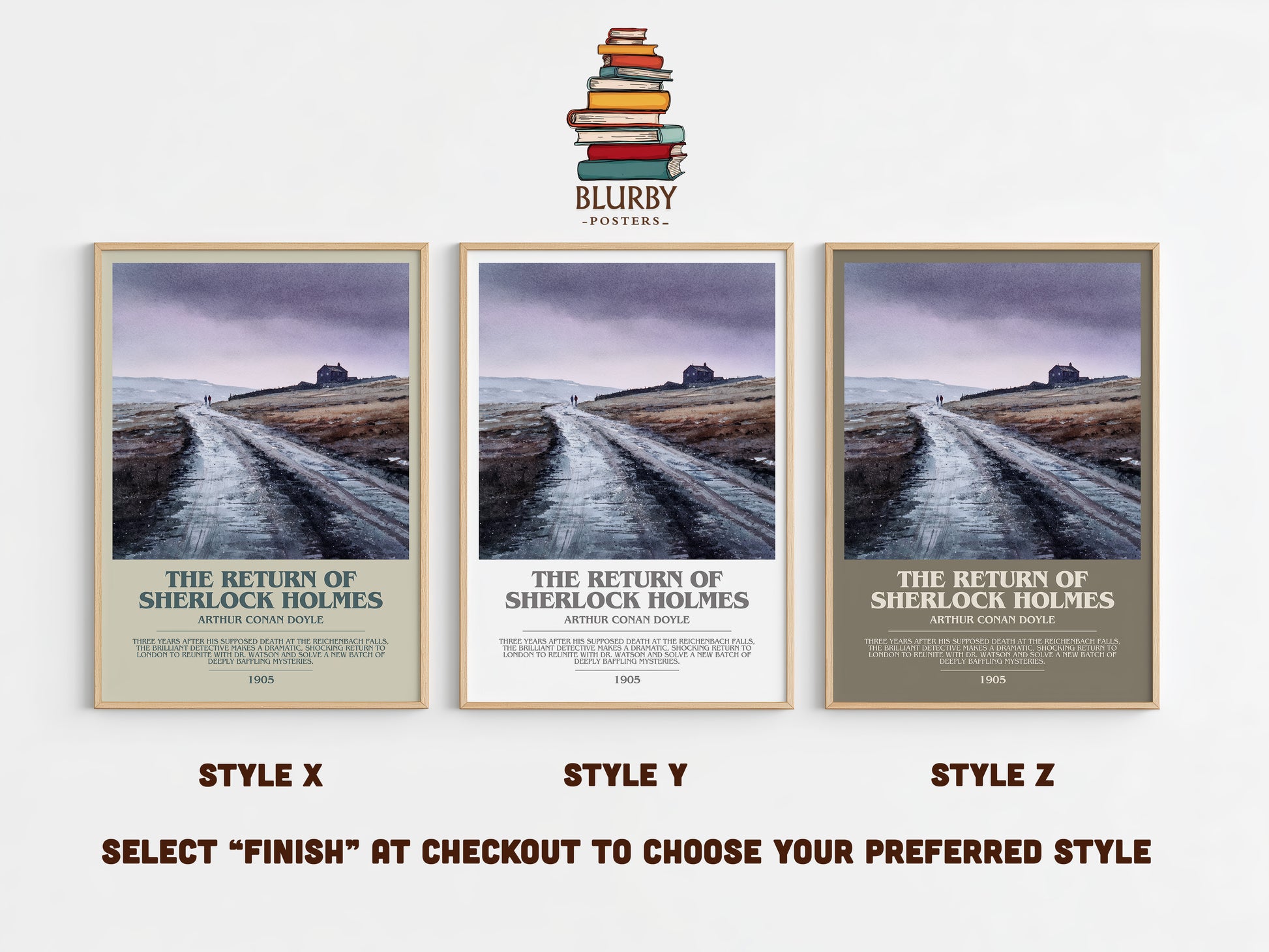 The Return Of Sherlock Holmes bookish print in frame leaning in hallway – mystery wall art
