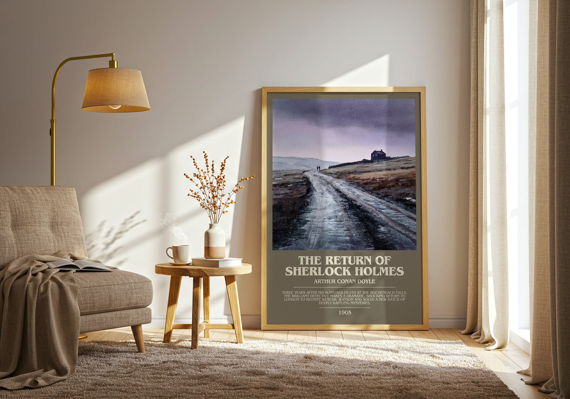 The Return Of Sherlock Holmes bookish print framed by window – literary home decor