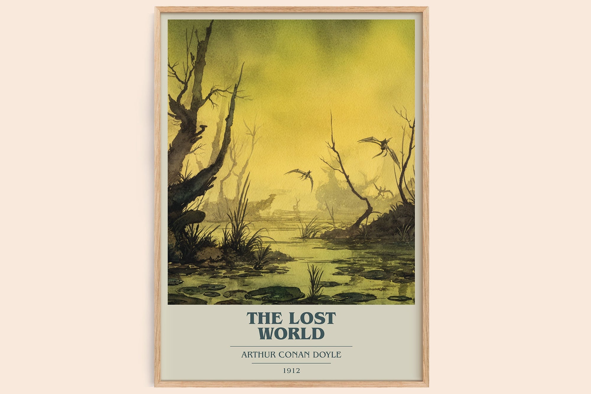 The Lost World book cover book poster by Arthur Conan Doyle – framed literary art print