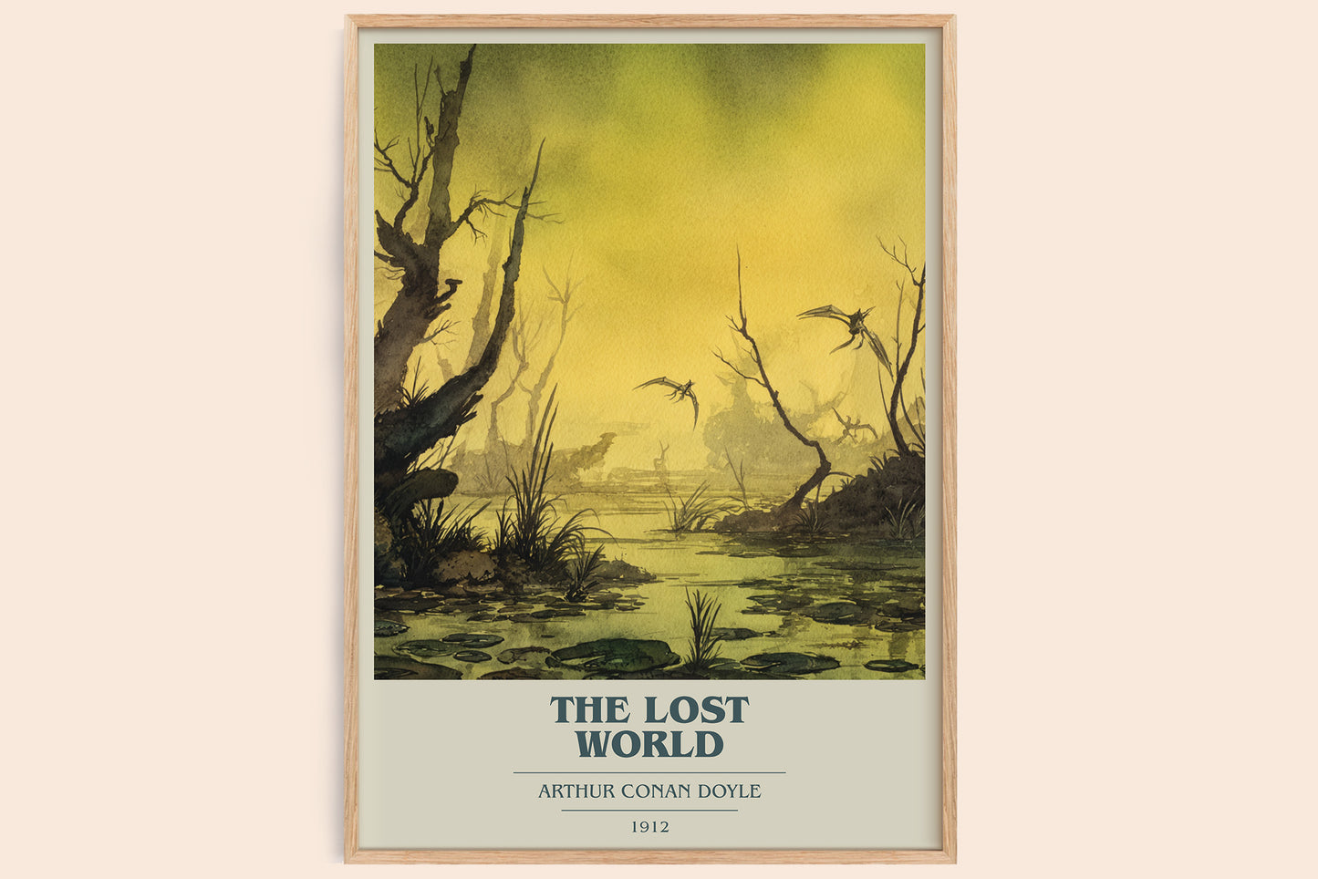 The Lost World book cover book poster by Arthur Conan Doyle – framed literary art print