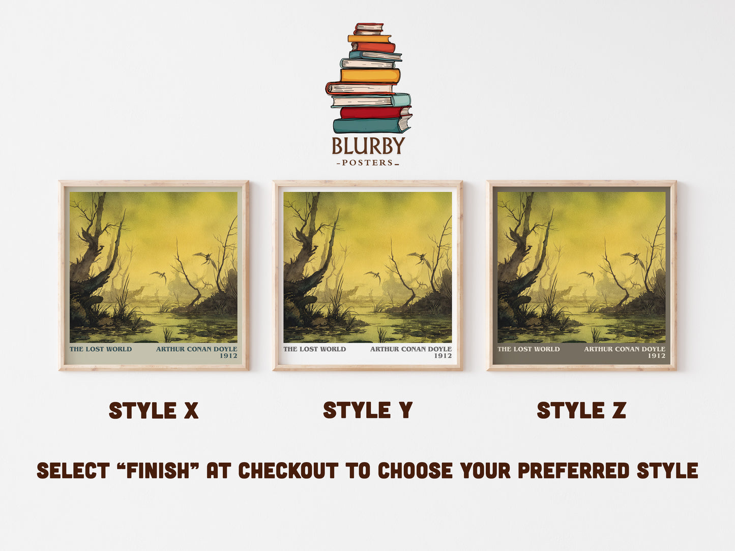 The Lost World literary art print colour and style options – Arthur Conan Doyle book art