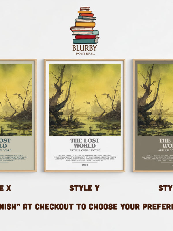 The Lost World bookish print in frame leaning in hallway – adventure wall art