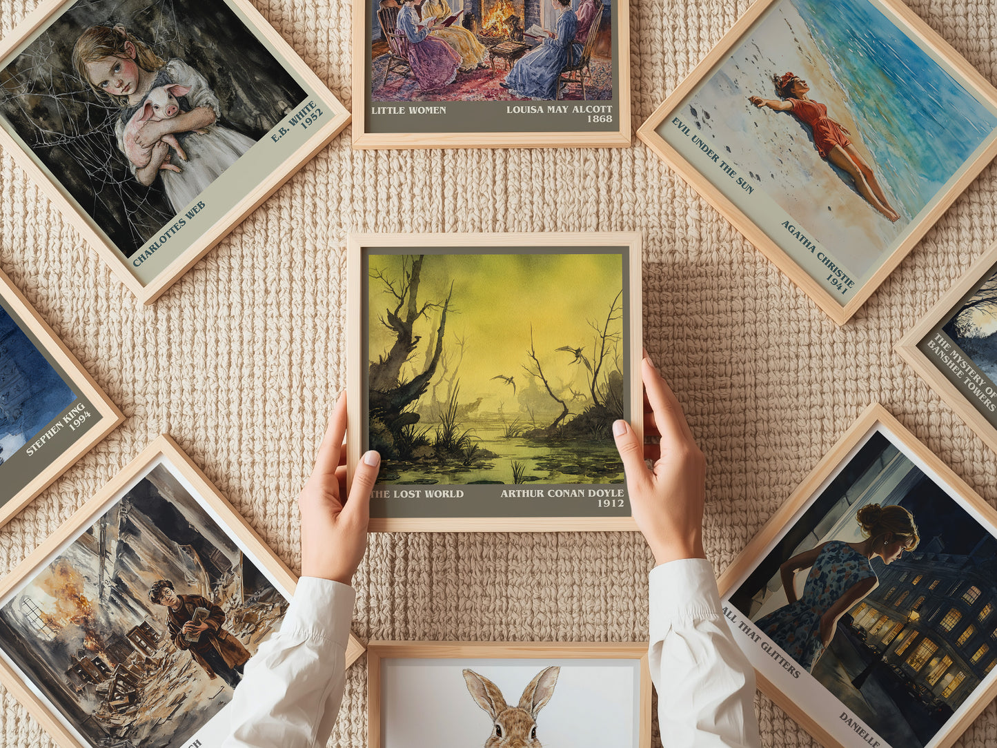The Lost World literary print on bookshelf – Arthur Conan Doyle fan gift