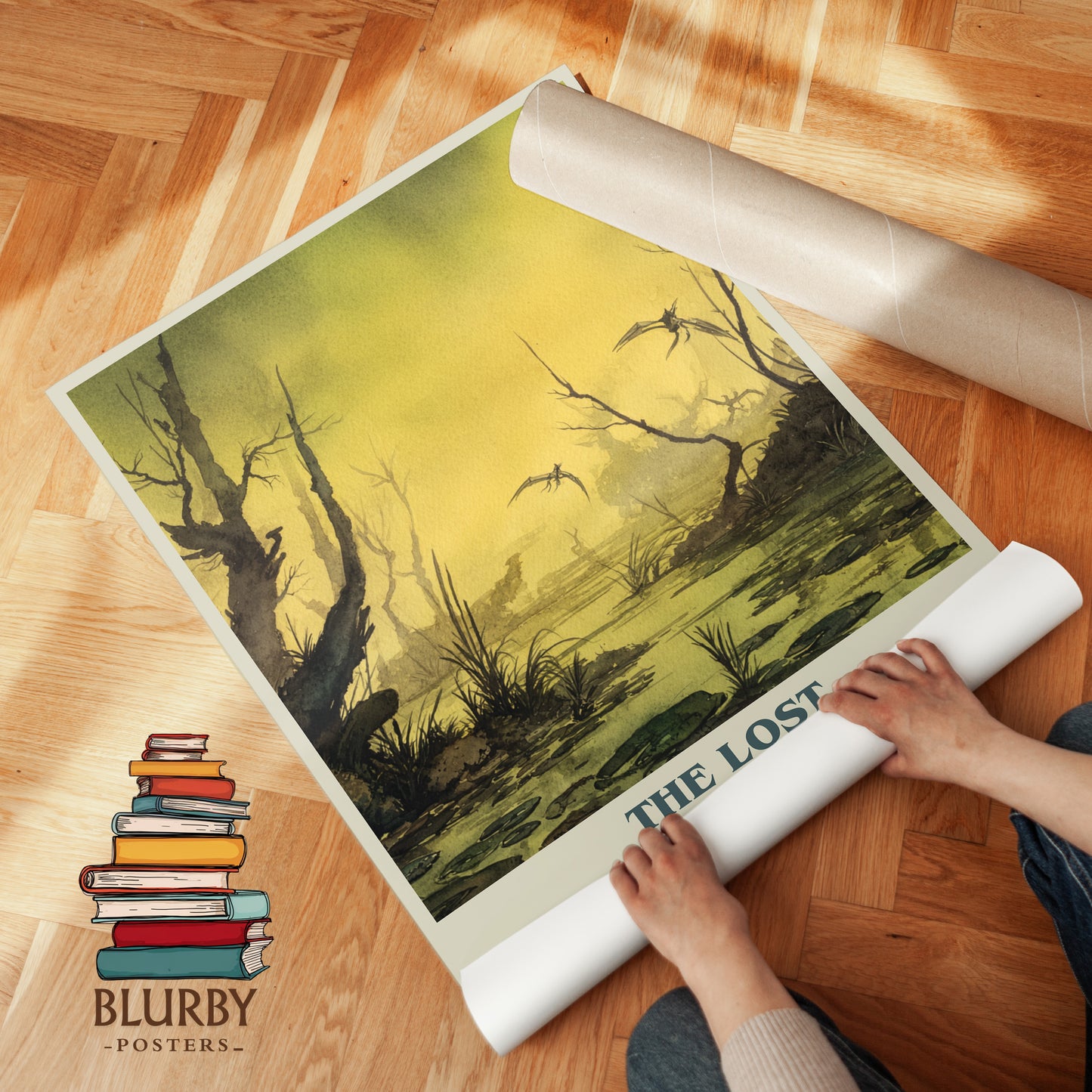 The Lost World book cover print on bookshelf – Arthur Conan Doyle fan gift