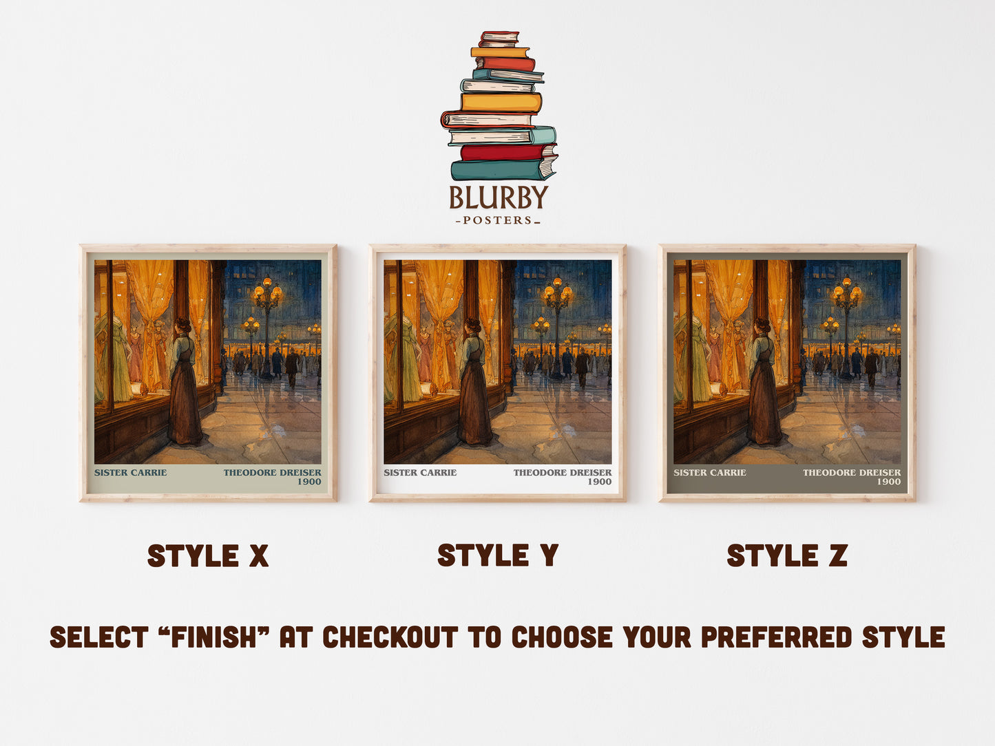Sister Carrie literary art print colour and style options – Theodore Dreiser book art