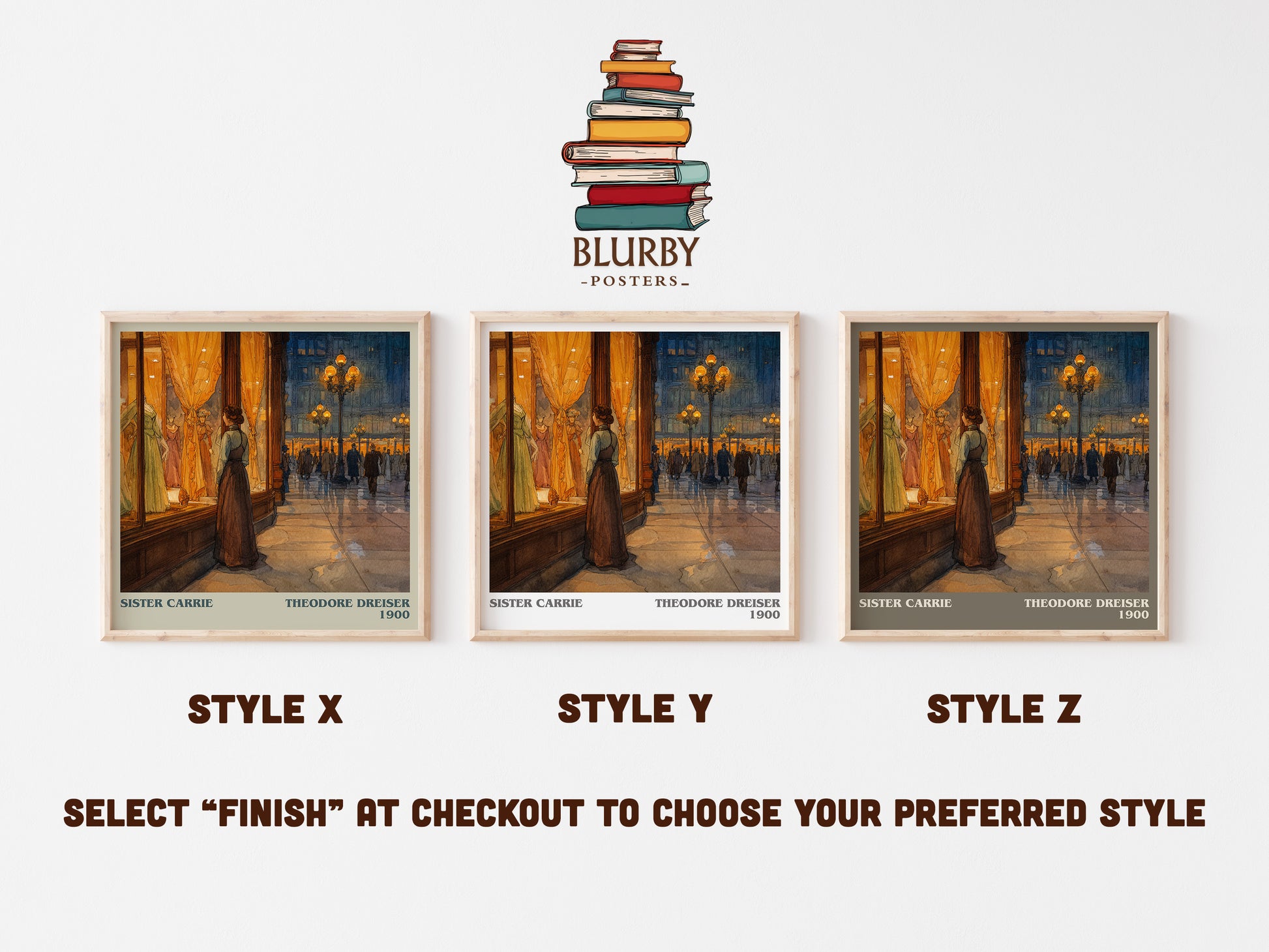 Sister Carrie literary art print colour and style options – Theodore Dreiser book art
