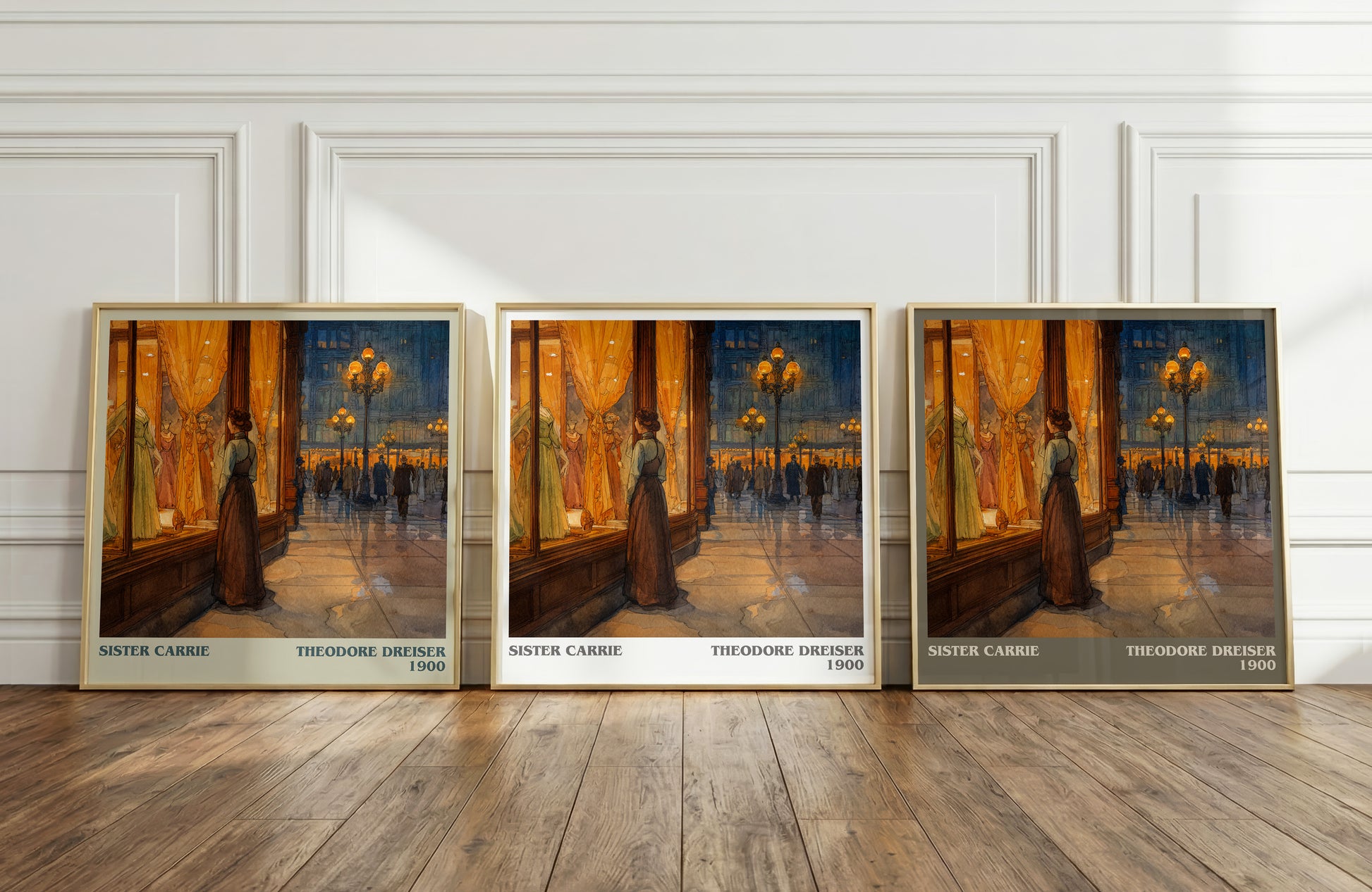 Sister Carrie literary print framed by window – literary home decor