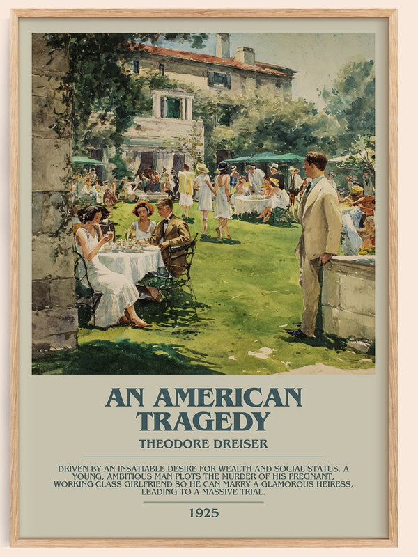 An American Tragedy bookish book poster by Theodore Dreiser – framed literary art print