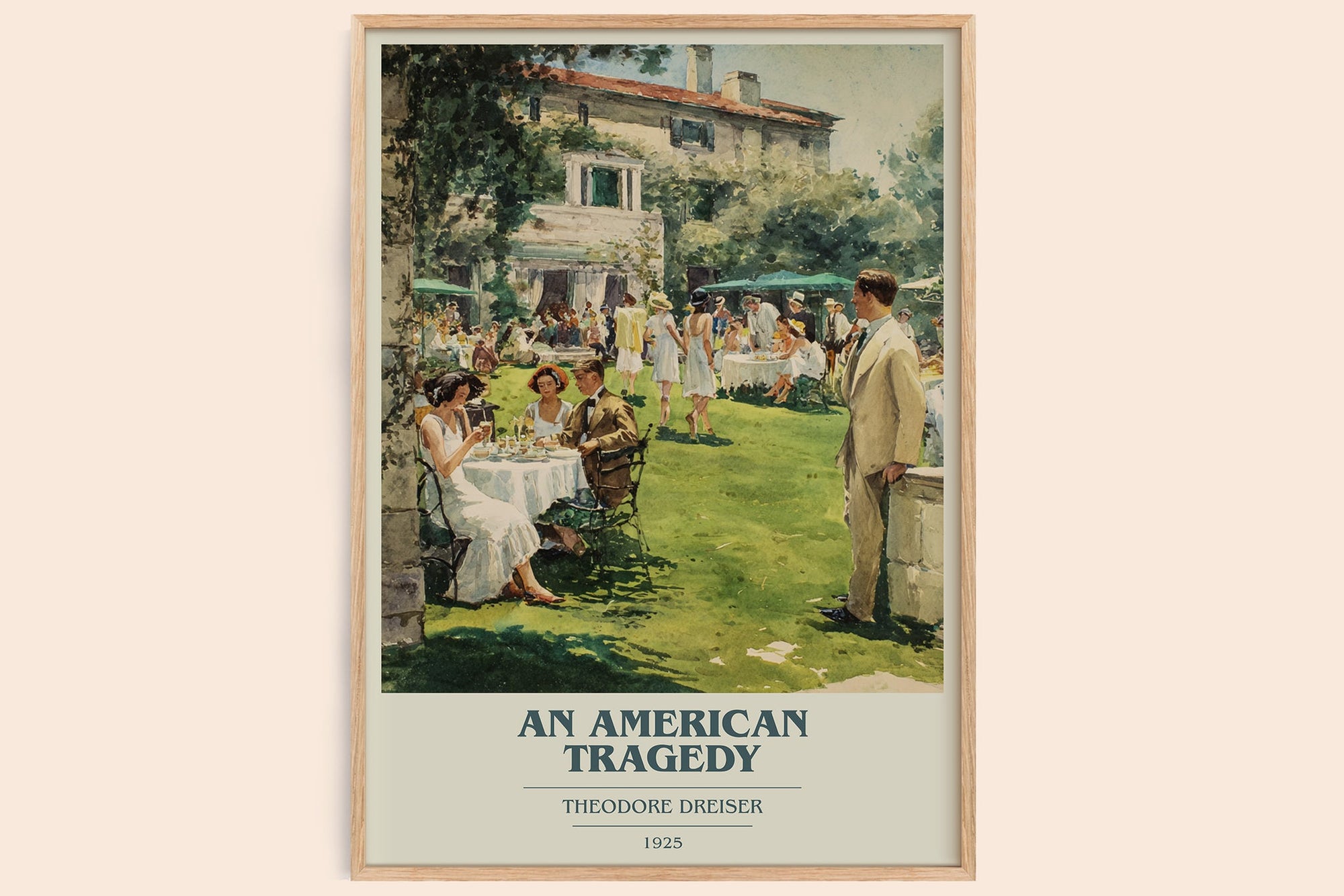 An American Tragedy book cover book poster by Theodore Dreiser – framed literary art print
