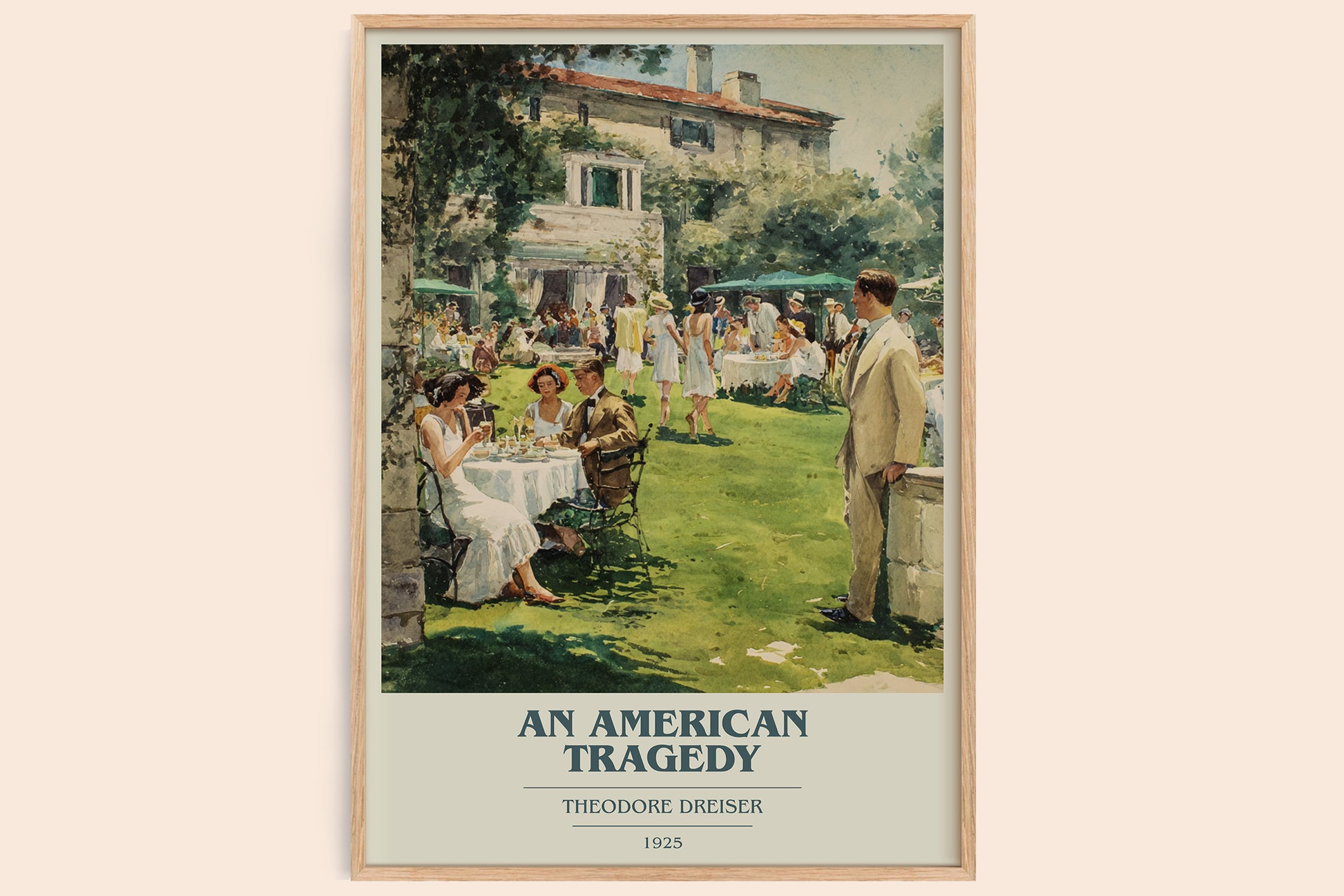 An American Tragedy book cover book poster by Theodore Dreiser – framed literary art print