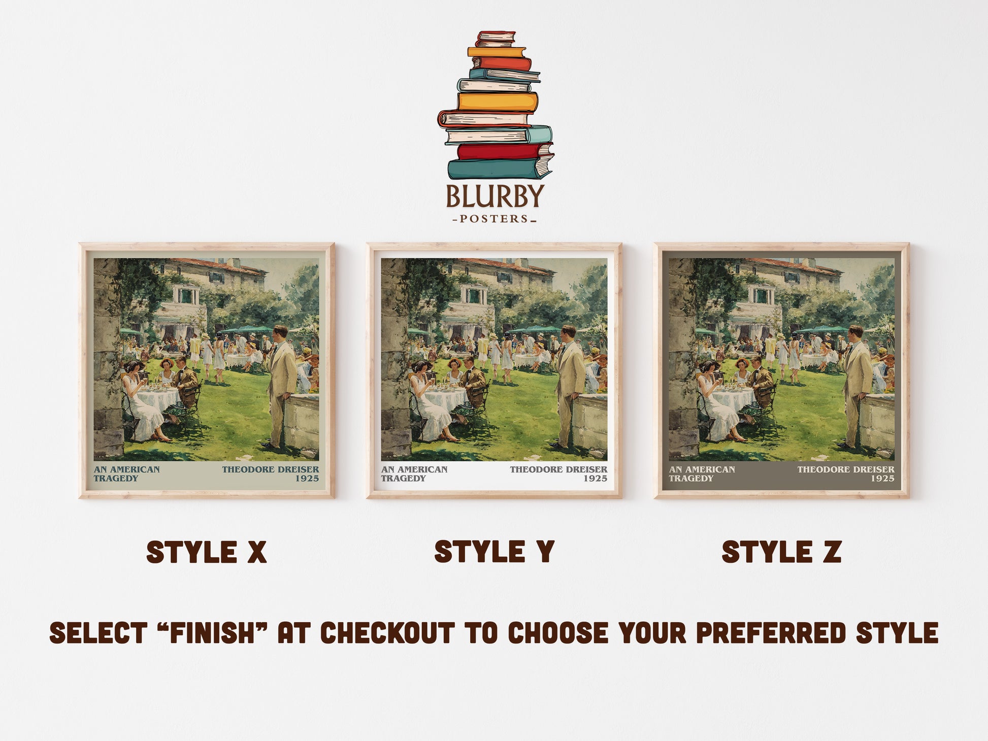 An American Tragedy literary art print colour and style options – Theodore Dreiser book art