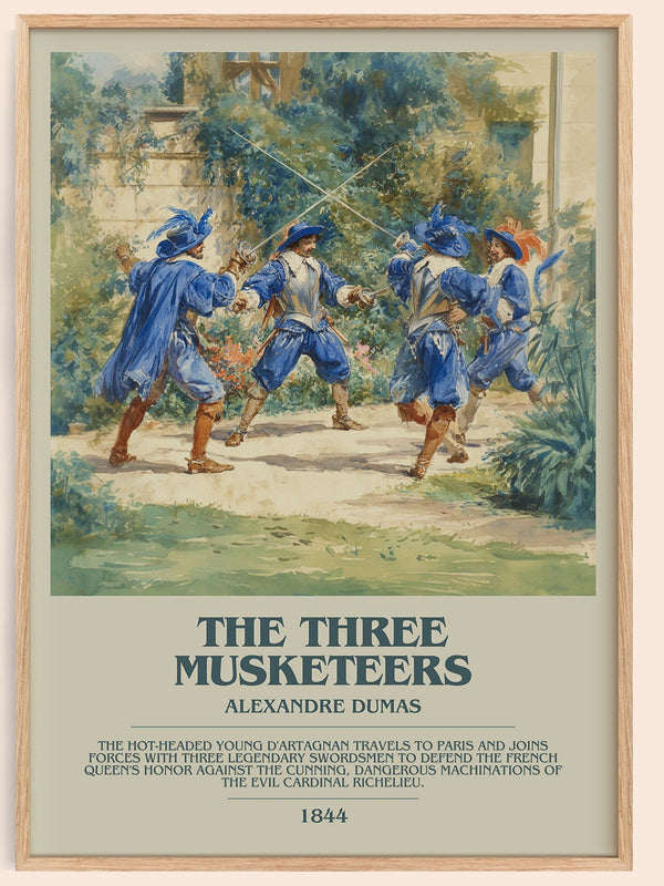 The Three Musketeers bookish book poster by Alexandre Dumas – framed literary art print