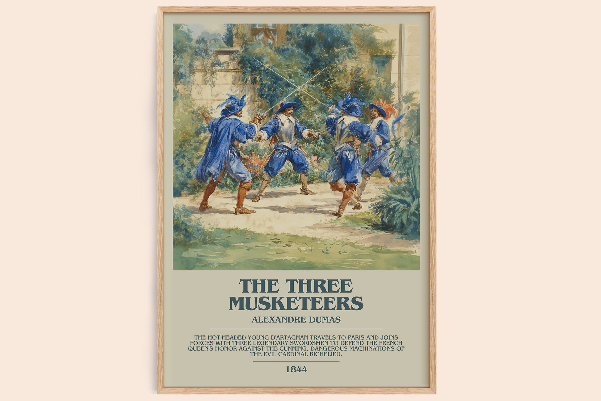 The Three Musketeers bookish book poster by Alexandre Dumas – framed literary art print