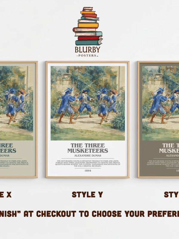 The Three Musketeers bookish print in frame leaning in hallway – adventure wall art