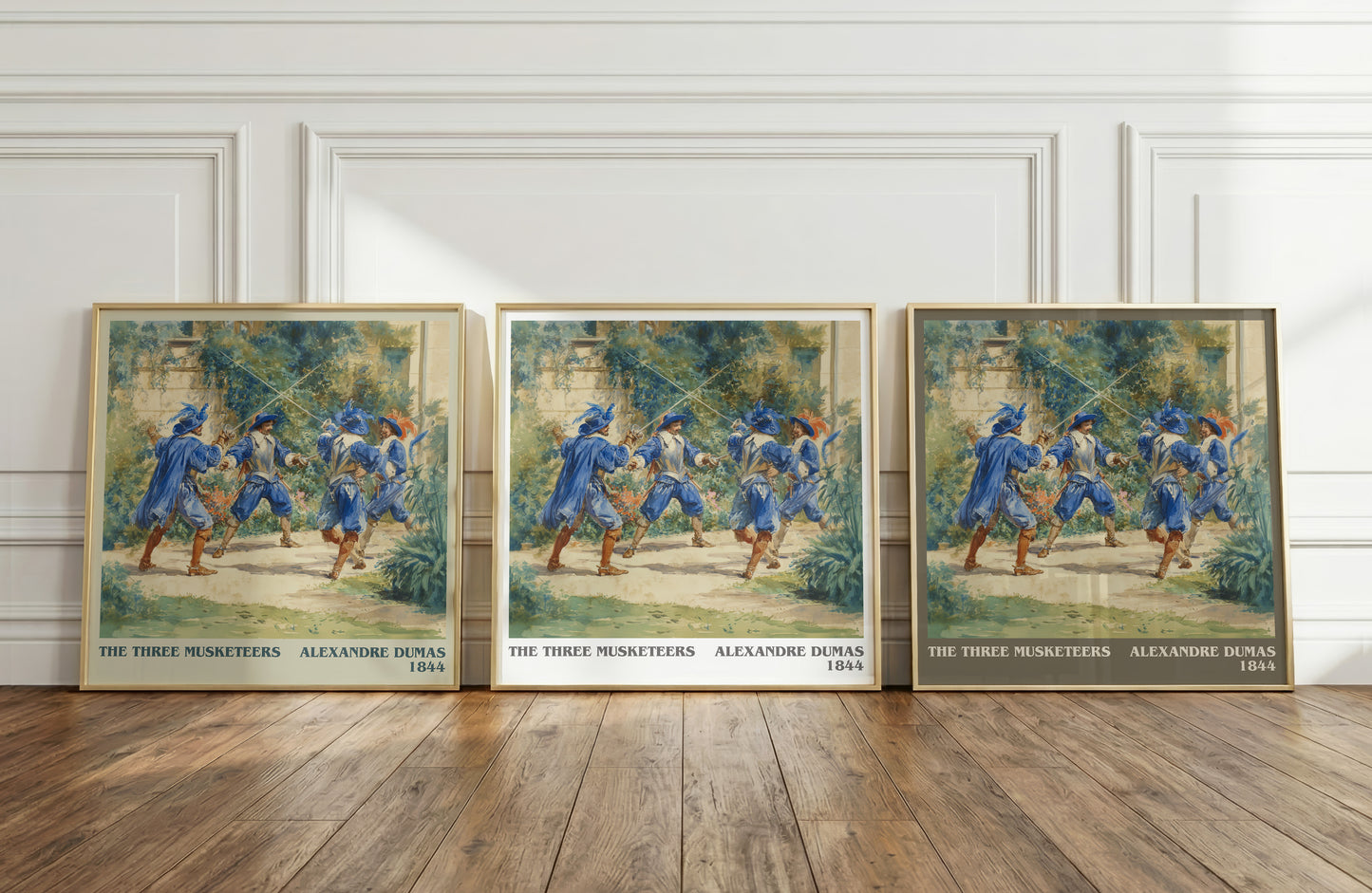 The Three Musketeers literary print framed by window – literary home decor