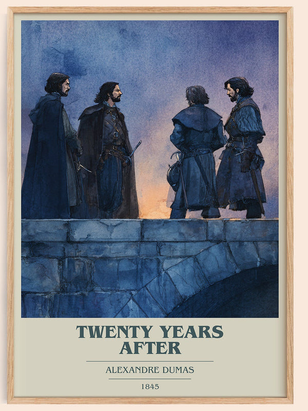 Twenty Years After book cover book poster by Alexandre Dumas – framed literary art print
