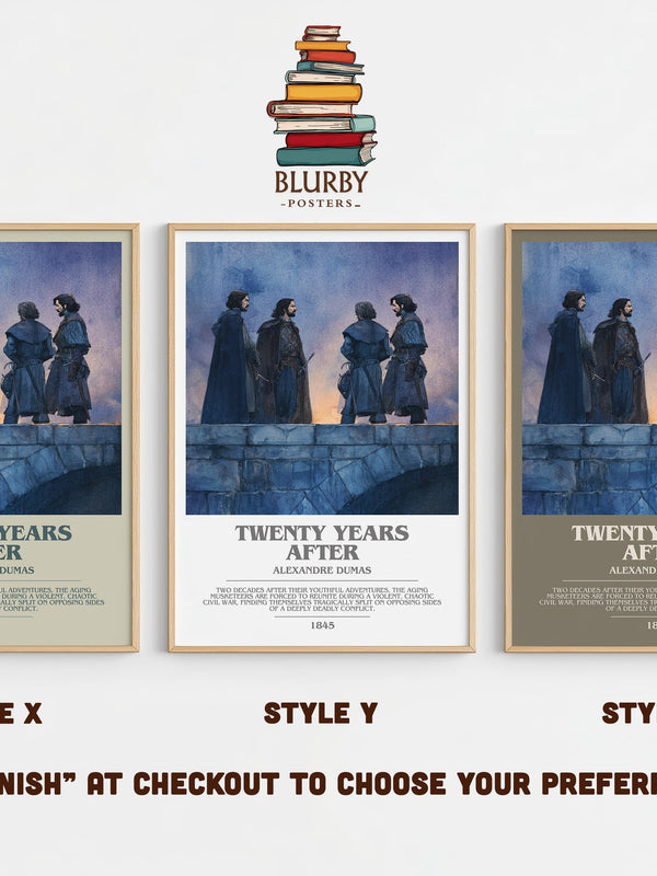 Twenty Years After bookish print in frame leaning in hallway – adventure wall art