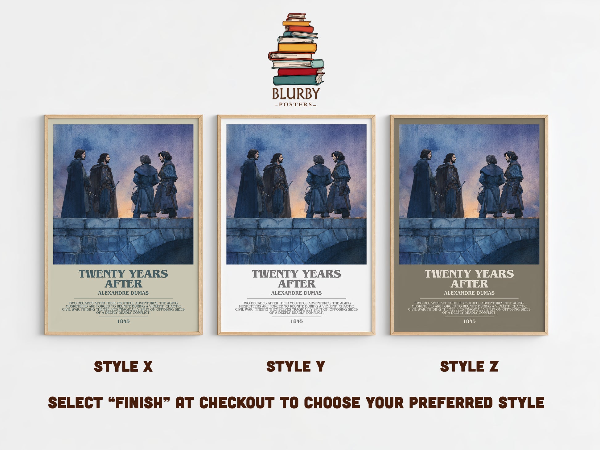 Twenty Years After bookish print in frame leaning in hallway – adventure wall art