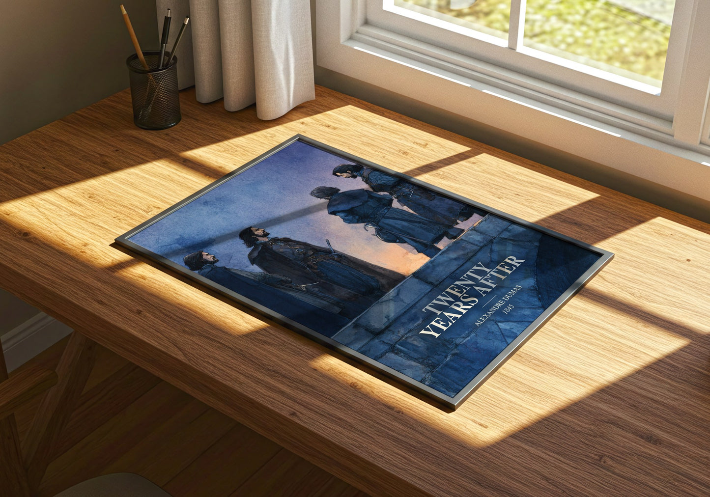 Twenty Years After watercolour book poster framed on wall – historical fiction wall art