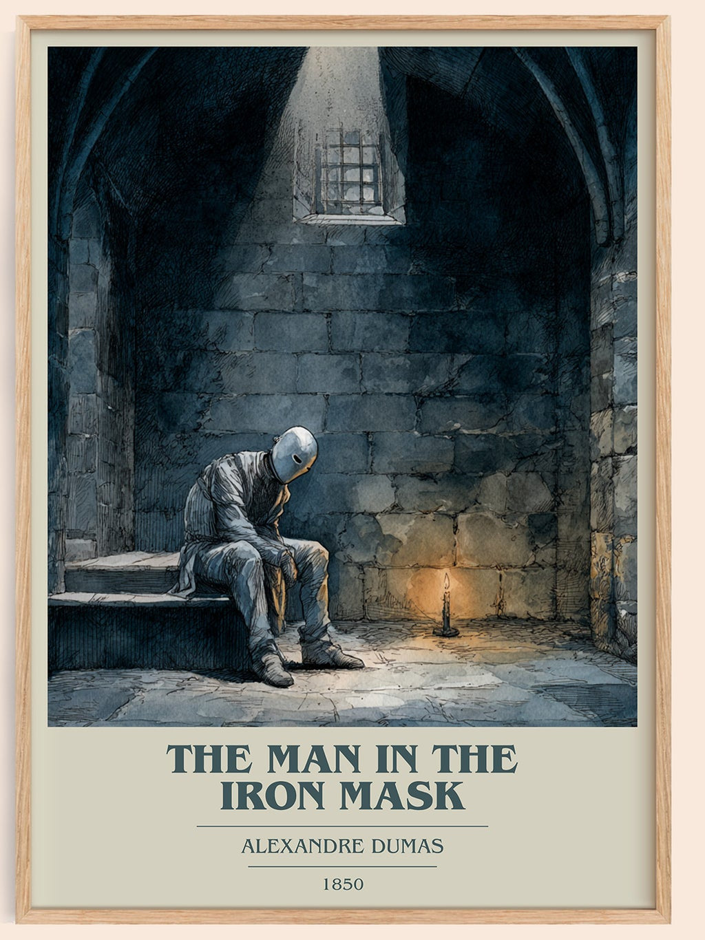 The Man in the Iron Mask book cover book poster by Alexandre Dumas – framed literary art print