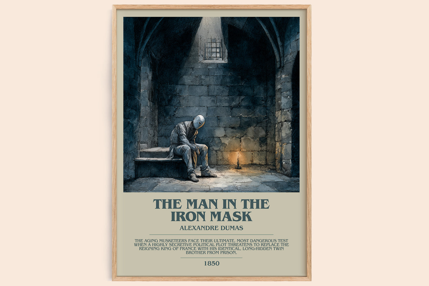 The Man in the Iron Mask bookish book poster by Alexandre Dumas – framed literary art print