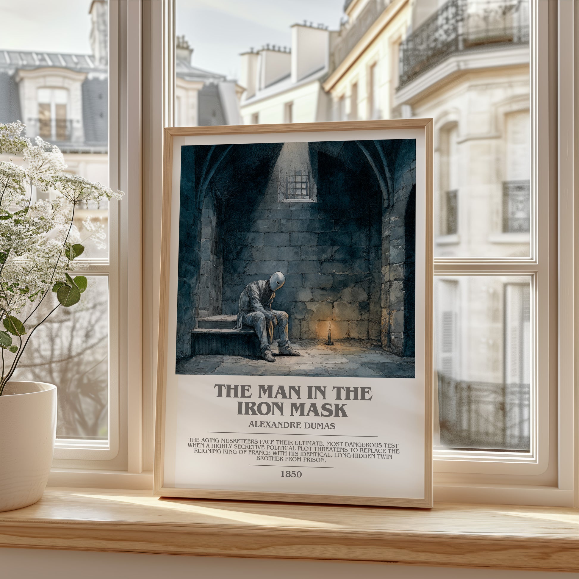 The Man in the Iron Mask bookish poster colour and style options – Alexandre Dumas book art