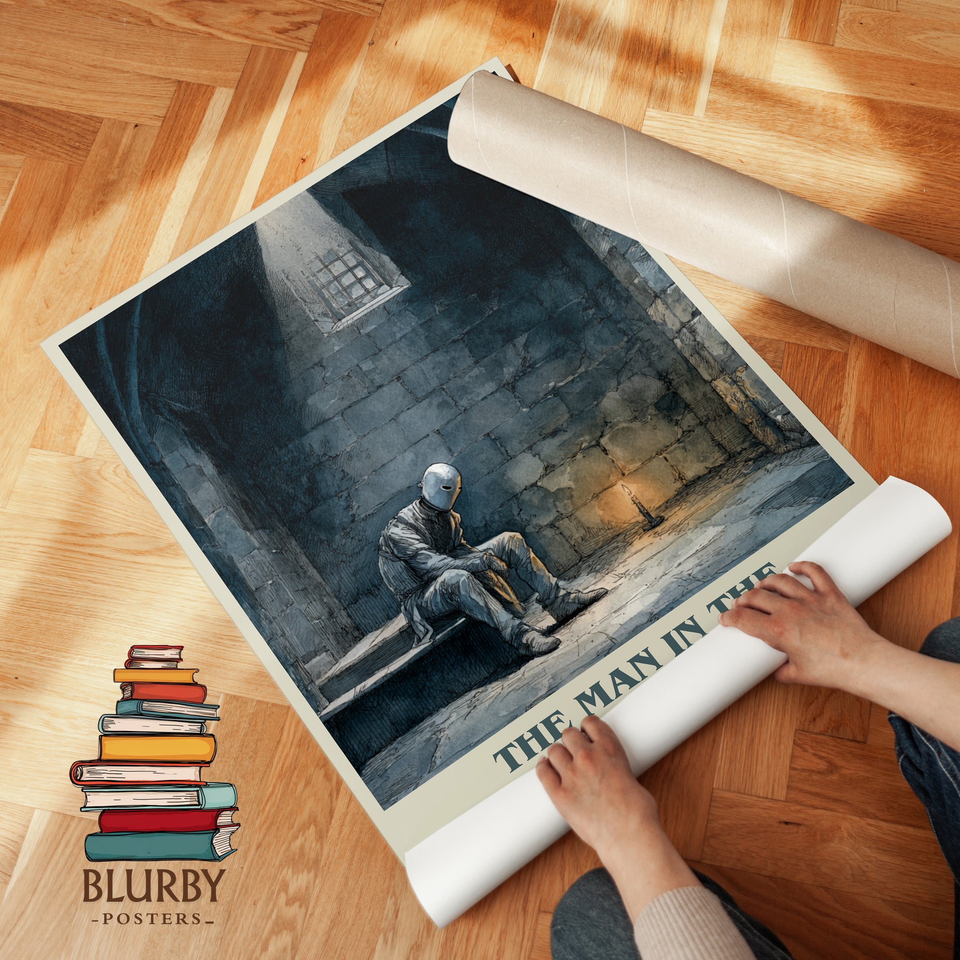 The Man in the Iron Mask book cover print on bookshelf – Alexandre Dumas fan gift