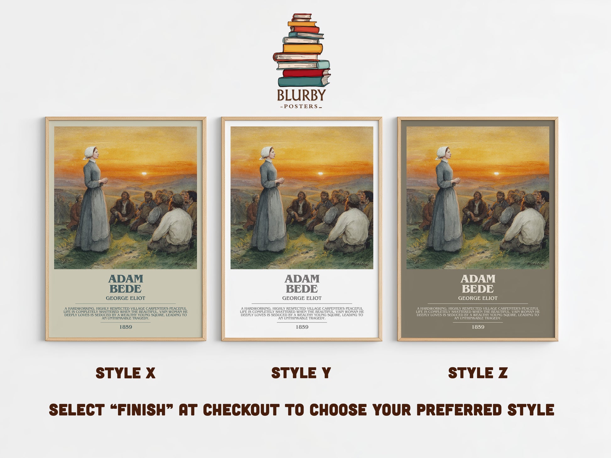 Adam Bede bookish print in frame leaning in hallway – classic literature wall art