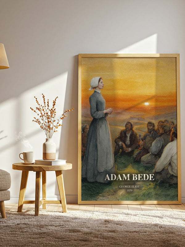 Adam Bede watercolour print in frame leaning in hallway – classic literature wall art