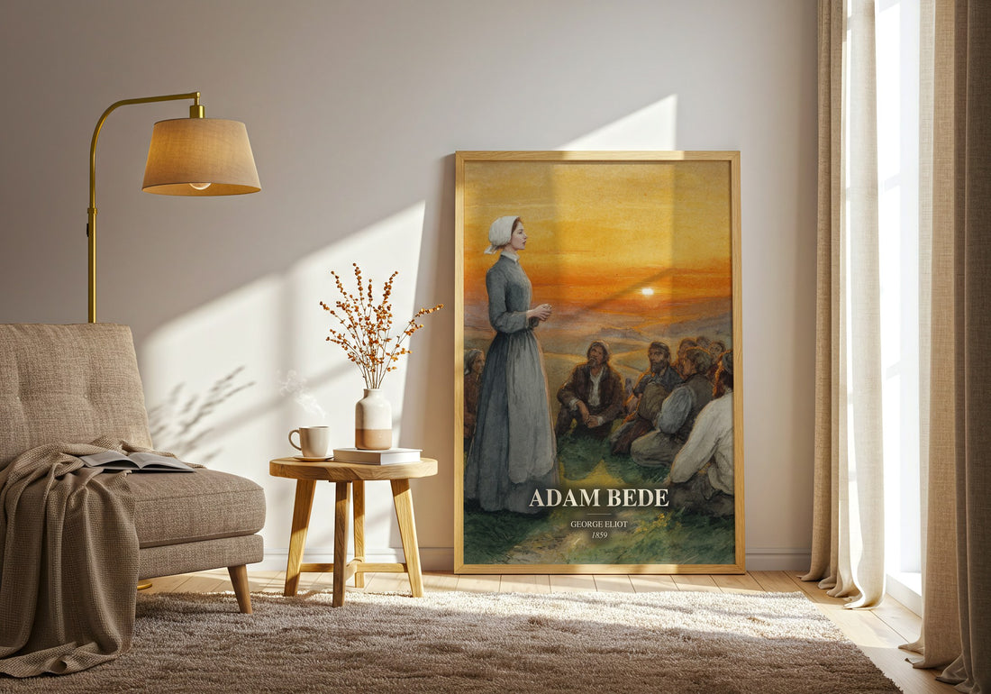 Adam Bede watercolour print in frame leaning in hallway – classic literature wall art (mockup)