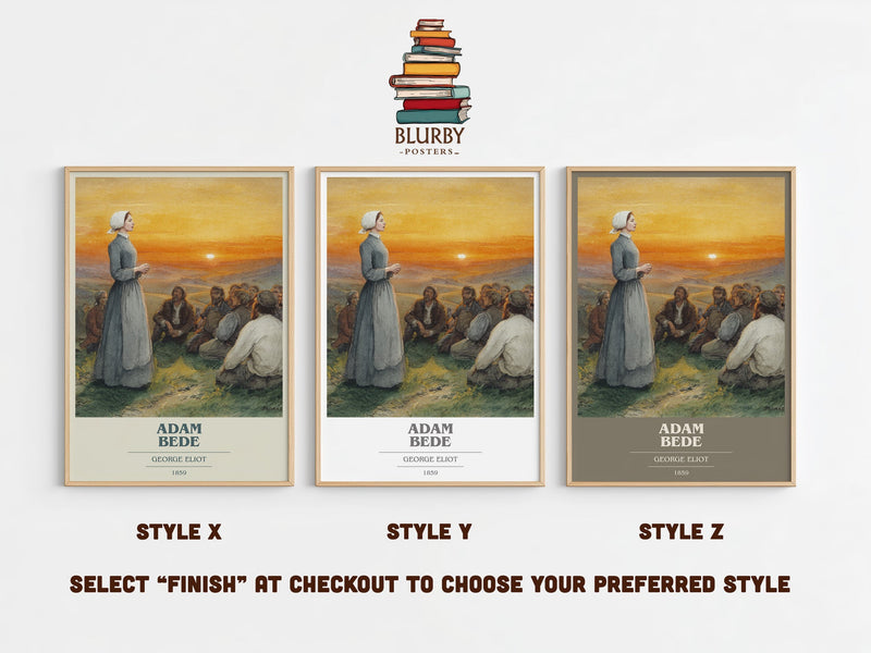 Adam Bede book cover print in frame leaning in hallway – classic literature wall art