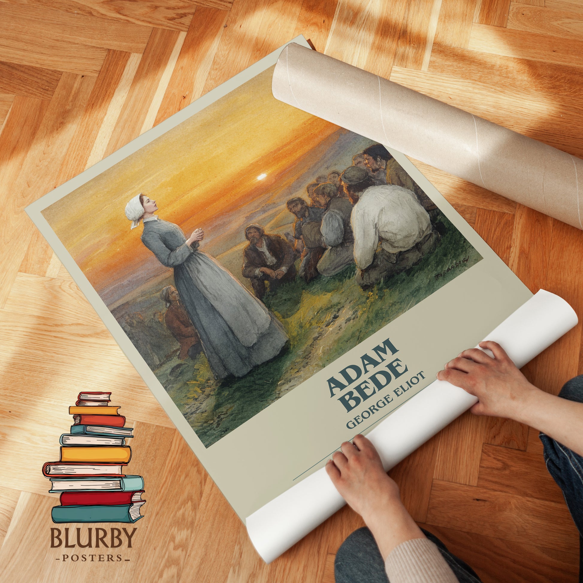 Adam Bede bookish print on bookshelf – George Eliot fan gift