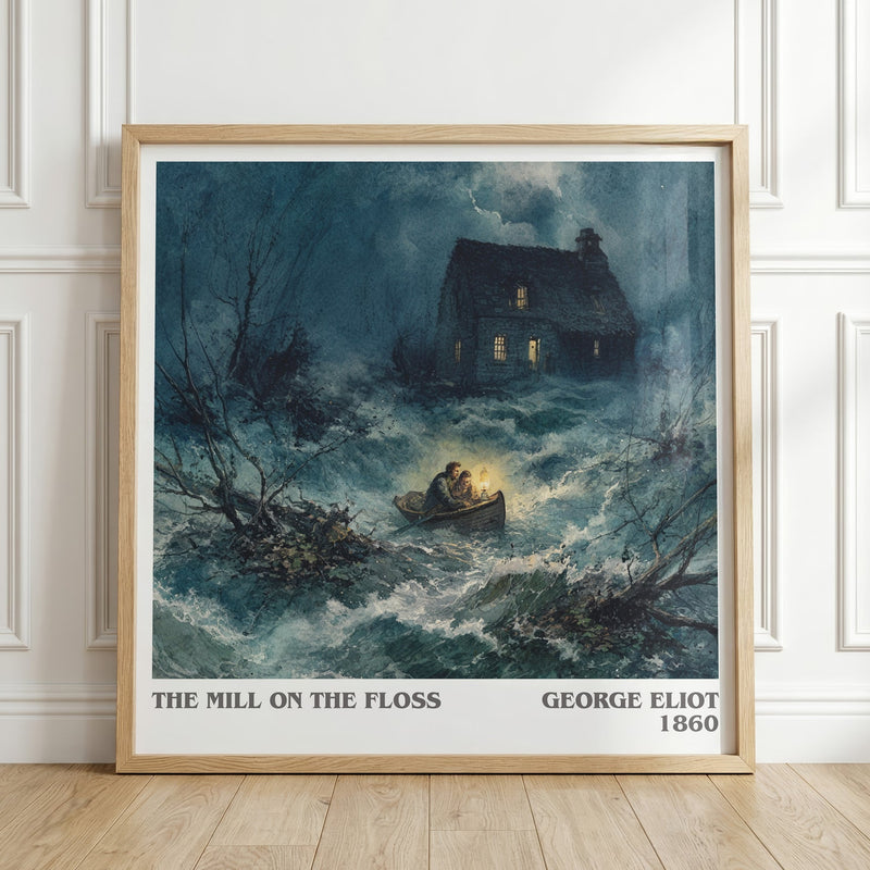 The Mill On The Floss literary print in frame leaning in hallway – classic literature wall art