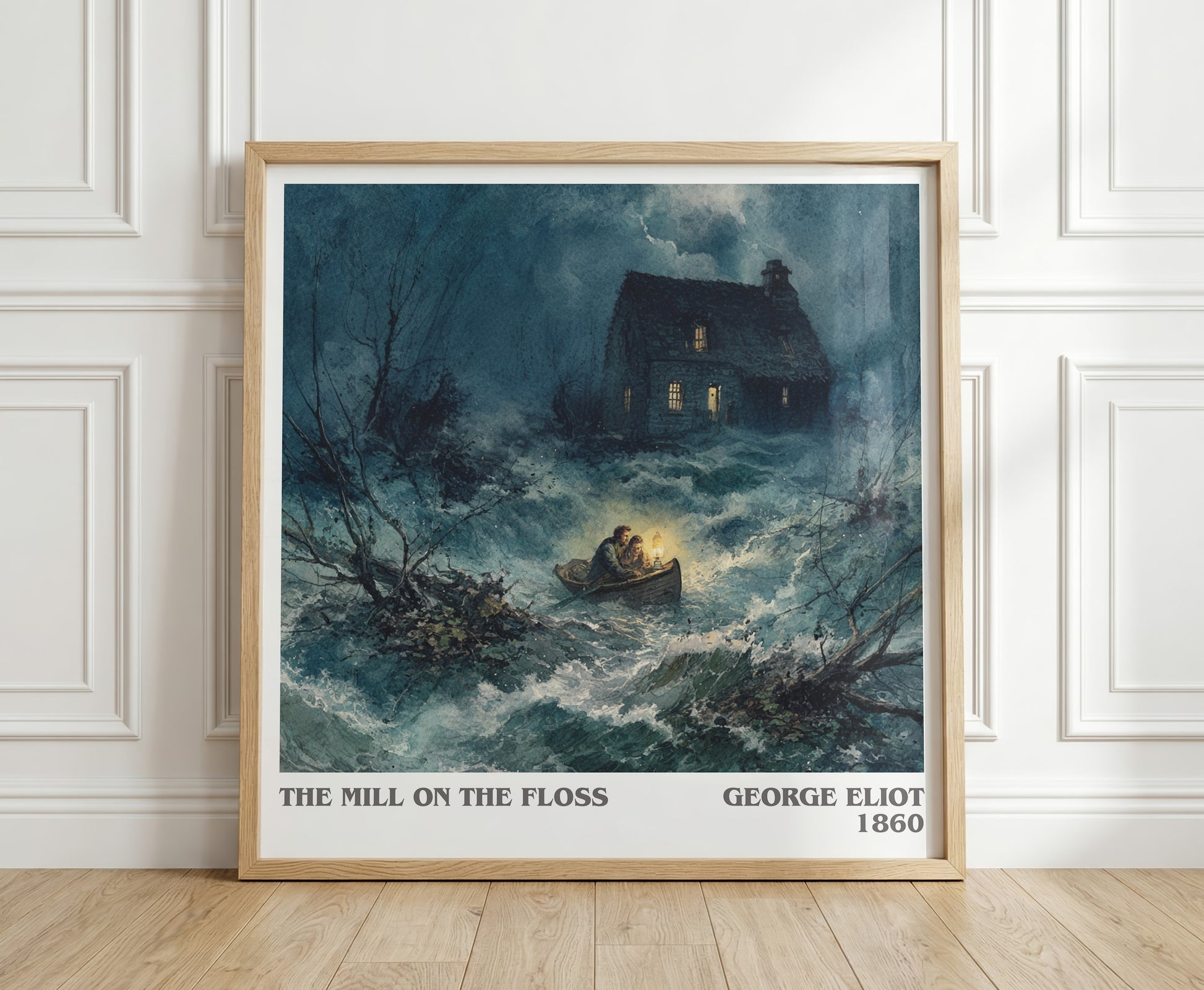 The Mill On The Floss literary print in frame leaning in hallway – classic literature wall art