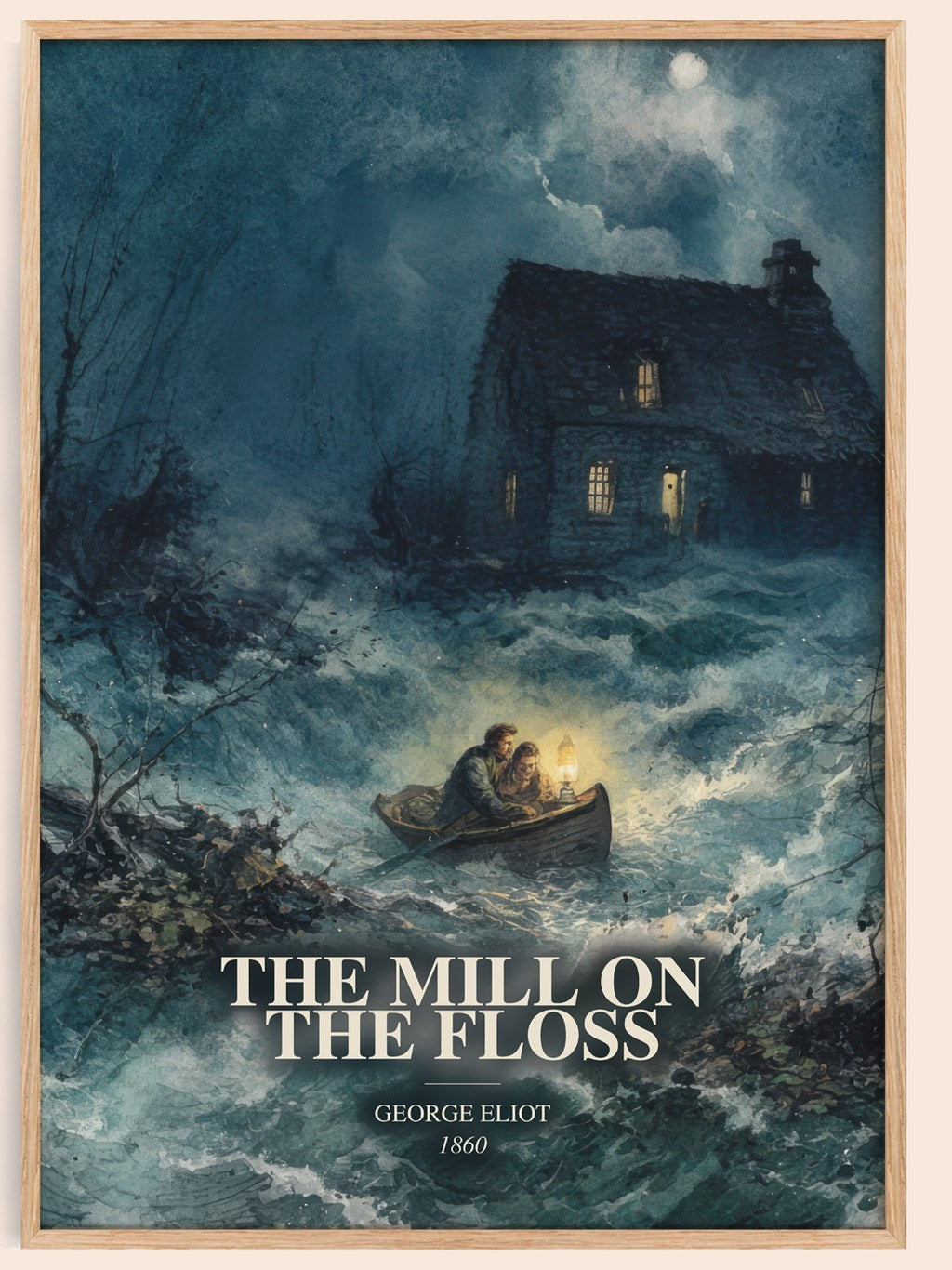 The Mill On The Floss watercolour book poster by George Eliot – framed literary art print
