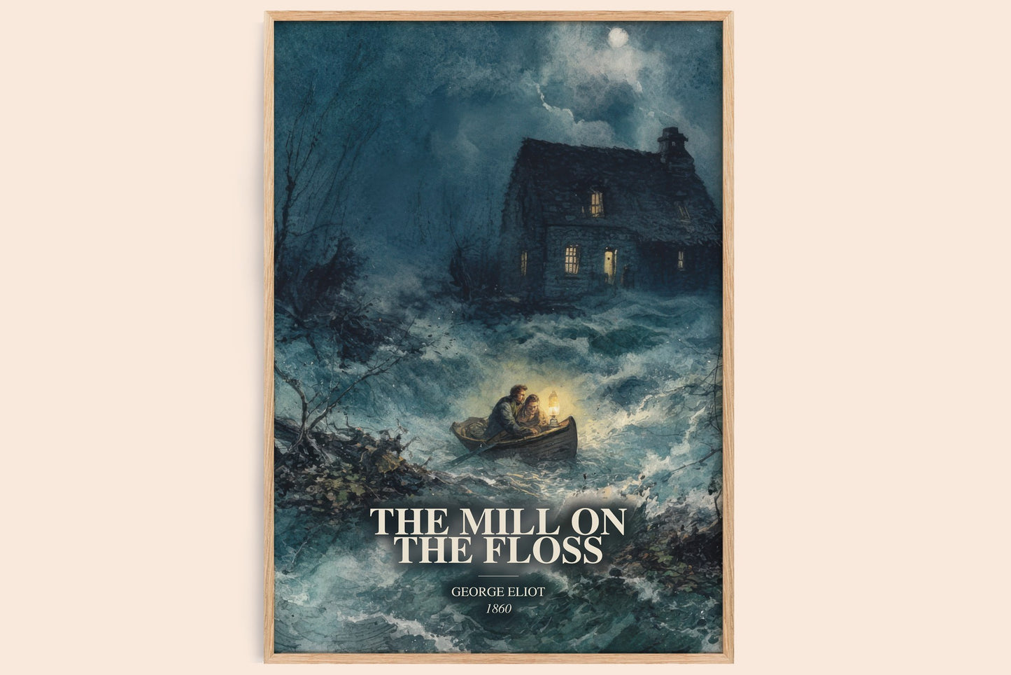 The Mill On The Floss watercolour book poster by George Eliot – framed literary art print